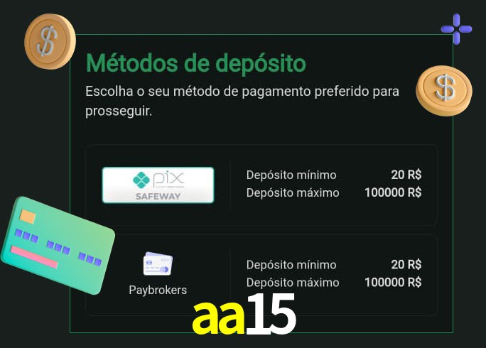O cassino aa15 oferece uma grande variedade de métodos de pagamento